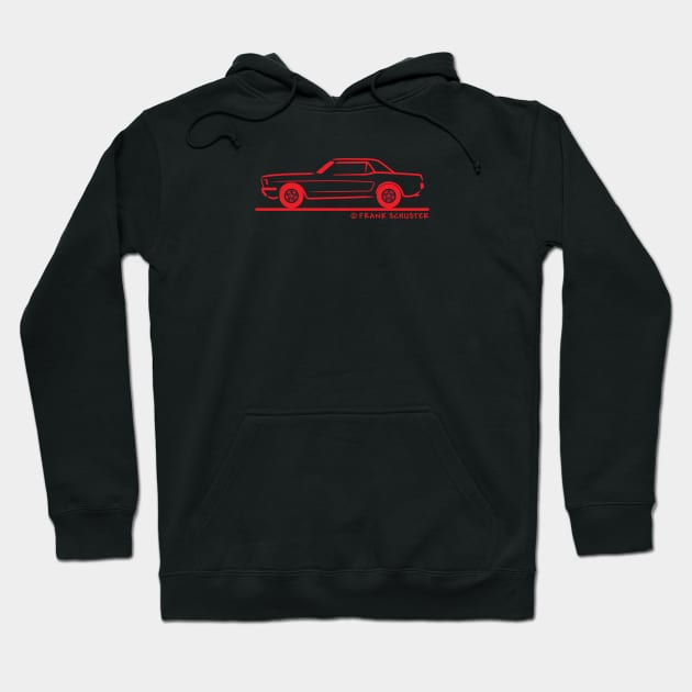 1965 Ford Mustang Hardtop Coupe Red Hoodie by PauHanaDesign